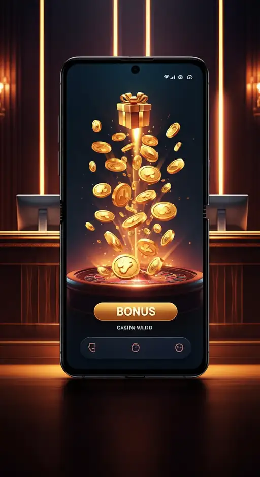 Übersicht der Bonusangebote und Promotionen im IWild Casino, dargestellt auf einem digitalen Bildschirm mit verschiedenen Spielsymbolen und Boni. Der Spieler betrachtet die Angebote auf seinem Tablet.